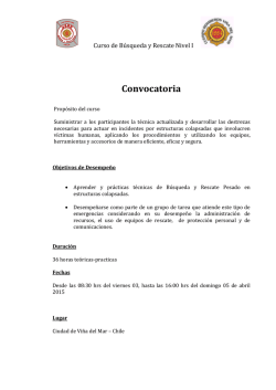 Convocatoria Curso de rescate urbano abril 2015