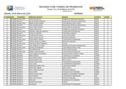 S&aacute;bado, 14 de Marzo de 2,015 MA&Ntilde;ANA SEGUNDA FASE