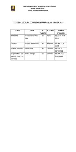 TEXTOS DE LECTURA COMPLEMENTARIA ANUAL KINDER 2015