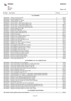 RIDEMAX 05/03/2015 Dir.: Tel./Fax: Email: Dolar: 8.77 C&oacute;digo