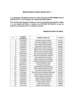 beneficiarios tiquetes metro 2015