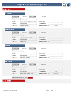 Modelos registrados para la Gesti&oacute;n 2015