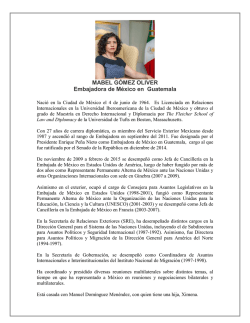 MABEL G&Oacute;MEZ OLIVER Embajadora de M&eacute;xico en Guatemala