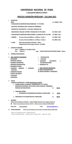 proceso admisi&oacute;n proedunp &ndash; sullana 2015