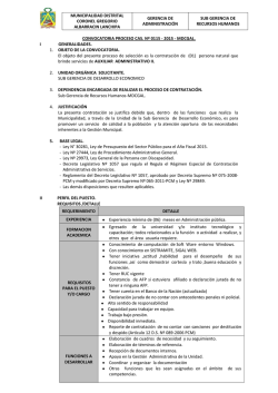 CONVOCATORIA PROCESO CAS. N&ordm; 0115 - 2015