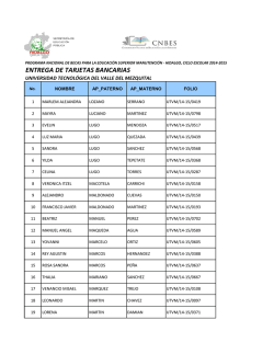 entrega de tarjetas bancarias - Universidad Tecnol&oacute;gica del Valle