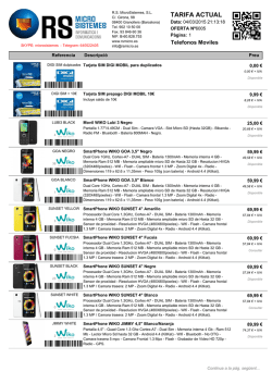 TARIFA ACTUAL - RS MicroSistemes, SL