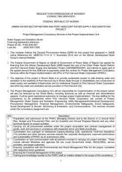 Nigeria - Urban water sector reform and Port Harcourt water supply