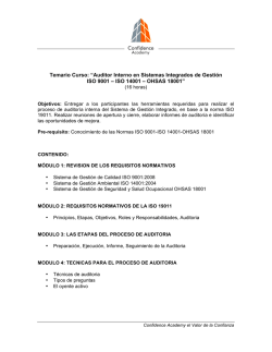Temario Curso: &ldquo;Auditor Interno en Sistemas Integrados de Gesti&oacute;n