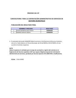 proceso cas n&ordm; convocatoria para la contrataci&oacute;n