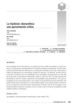 La hip&oacute;tesis ciberpol&iacute;tica: una aproximaci&oacute;n cr&iacute;tica