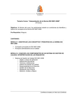 Temario Curso: &ldquo;Interpretaci&oacute;n de la Norma ISO 9001:2008&rdquo;
