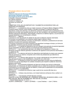Ley 27071 Cobertura total para pacientes ostomizados