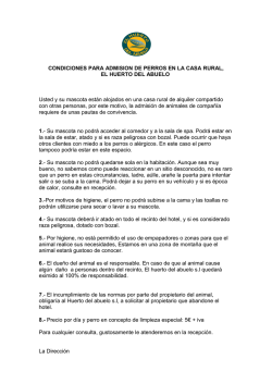 condiciones de admisi&oacute;n de animales