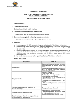 87 gerencia de la mujer sociologo - Municipalidad Metropolitana de