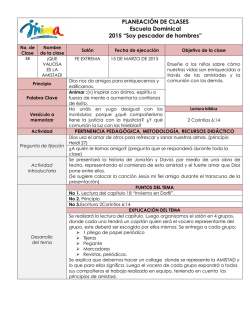 PLANEACI&Oacute;N DE CLASES Escuela Dominical 2015 &ldquo;Soy pescador