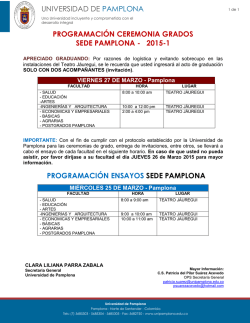Programaci&oacute;n ceremonia de grados, sede Pamplona. 2015-1