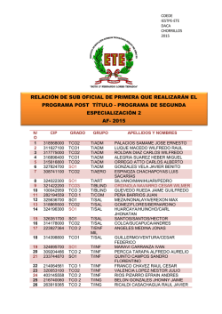 RELACI&Oacute;N DE SUB OFICIAL DE PRIMERA QUE