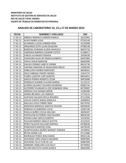 ANALISIS DE LABORATORIO 10, 13 y 17 DE MARZO 2015