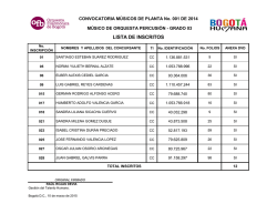 LISTA DE INSCRITOS - Orquesta Filarm&oacute;nica de Bogot&aacute;