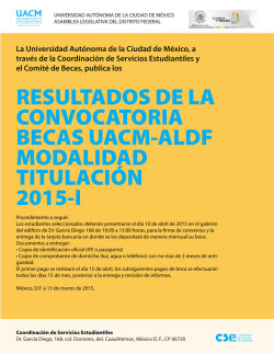 Resultados becas UACM-ALDF modalidad titulaci&oacute;n 2015-I