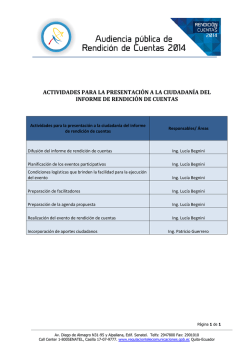 Actividades para la presentaci&oacute;n a la ciudadan&iacute;a del