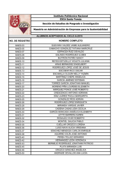 NO. DE REGISTRO NOMBRE COMPLETO Instituto Polit&eacute;cnico