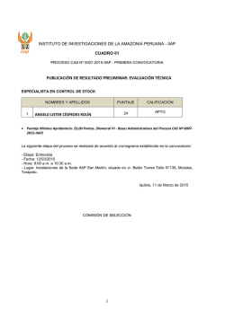 proceso cas n&ordm; 0007-2015-iiap &ndash; (primera convocatoria)