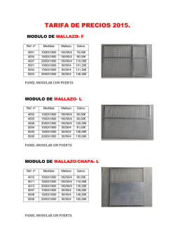 TARIFA DE PRECIOS 2015.
