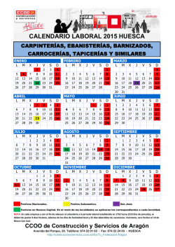 calendario laboral 2015 huesca - Federaci&oacute;n de Construcci&oacute;n y