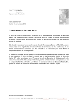 Comunicado sobre Banco de Madrid (88 KB )