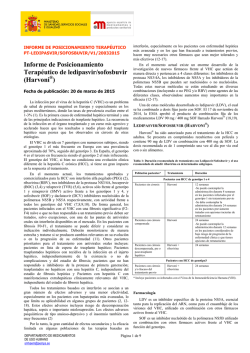 Informe de Posicionamiento Terap&eacute;utico de ledipasvir/sofosbuvir