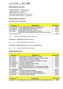 A  V  I  S  O	  - 20 . 3 . 2015 - Salvador Livio