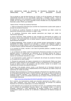NOTA INFORMATIVA SOBRE EL PRINCIPIO DE PRUDENCIA