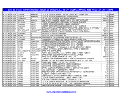Lista de precios IMPORTACIONES FABIOLA DE CANCUN, S.A. DE