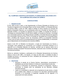 5ta. OLIMPIADA CIENT&Iacute;FICA ESTUDIANTIL PLURINACIONAL