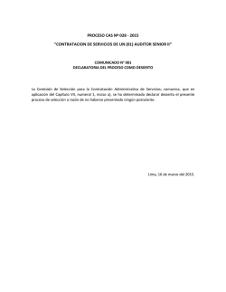 PROCESO CAS N&ordm; 028 - 2015 &ldquo;CONTRATACION DE