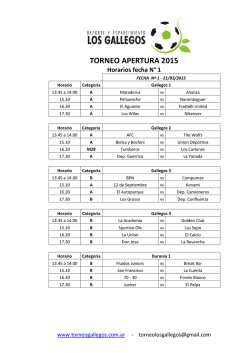 TORNEO APERTURA 2015 Horarios fecha N&deg; 1