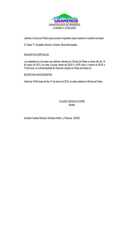 I.MUNICIPALIDAD DE GRANEROS LLAMADO A CONCURSO