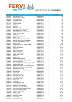 TARIFA DE PRECIOS (IVA INCLUIDO) 2015
