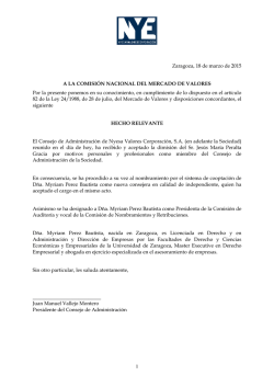 18/03/2015 La Sociedad comunica cambios en el