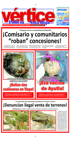 Chilpancingo, Gro. S&aacute;bado 28 de Marzo de 2015 www.verticediario