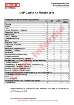 OEP Castilla-La Mancha 2015 - Federaci&oacute;n de Ense&ntilde;anza, CC.OO