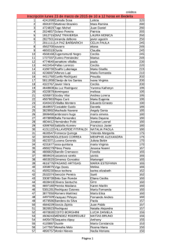 Inscripci&oacute;n lunes 23 de marzo de 2015 de 10 a 12 horas en Bedel&iacute;a