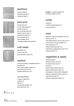 A La Carte Menu