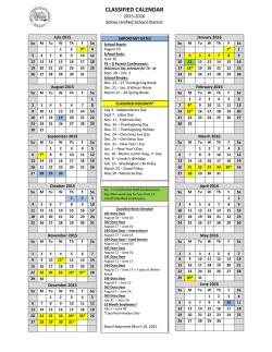 CLASSIFIED CALENDAR - Selma Unified School District