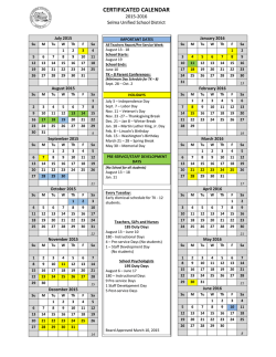 CERTIFICATED CALENDAR - Selma Unified School District
