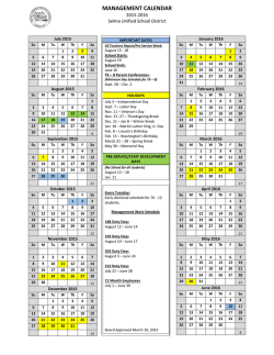 MANAGEMENT CALENDAR - Selma Unified School District