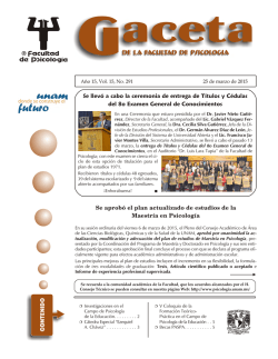 Gaceta de la Facultad de Psicolog&iacute;a