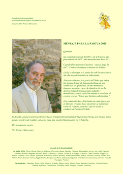 MENSAJE PARA LA PASCUA 2015 - Escuela de la Espiritualidad